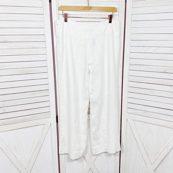 Lauren Ralph Lauren Linen Sailor Button Wide Leg Crop Trouser Pants White 6 - Picture 2 of 14